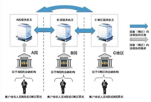 圖注：金融賬戶涉稅信息自動交換的具體過程示意圖。圖片來源：國家稅務(wù)總局官網(wǎng)